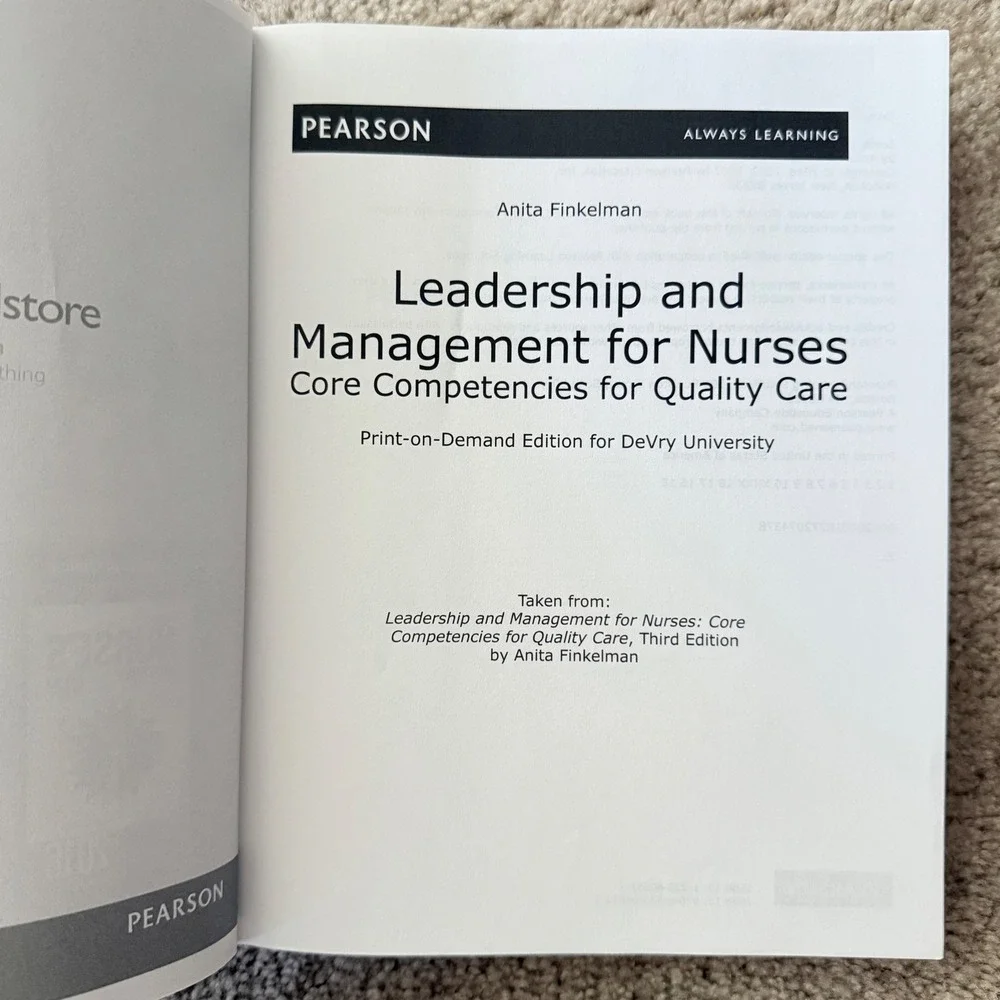 Chamberlain Txtbook Leadership Management for Nurses Core Competencies Finkelman